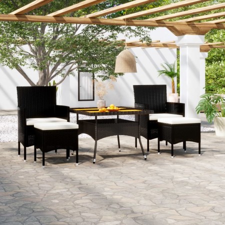 Garden dining set 5 pieces synthetic rattan and black acacia wood by , Garden sets - Ref: Foro24-3058352, Price: 508,67 €, Di...