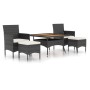 Set comedor jardín 5 pzas ratán sintético y madera acacia negro de , Conjuntos de jardín - Ref: Foro24-3058352, Precio: 508,6...