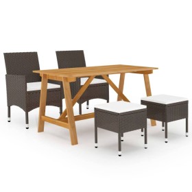 Juego de comedor de jardín de 5 piezas marrón de , Conjuntos de jardín - Ref: Foro24-3068746, Precio: 362,99 €, Descuento: %