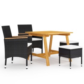 Juego de comedor de jardín de 5 piezas negro de , Conjuntos de jardín - Ref: Foro24-3068695, Precio: 325,99 €, Descuento: %