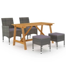 Juego de comedor de jardín de 5 piezas gris de , Conjuntos de jardín - Ref: Foro24-3068744, Precio: 289,99 €, Descuento: %