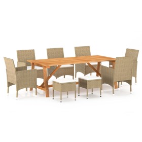 Juego de comedor de jardín 9 piezas beige de , Conjuntos de jardín - Ref: Foro24-3068802, Precio: 708,48 €, Descuento: %