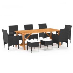 Juego de comedor de jardín 9 piezas negro de , Conjuntos de jardín - Ref: Foro24-3068800, Precio: 709,30 €, Descuento: %