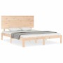 Estructura de cama de matrimonio con cabecero madera maciza de , Camas y somieres - Ref: Foro24-3193666, Precio: 148,20 €, De...