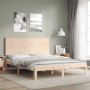 Estructura de cama de matrimonio con cabecero madera maciza de , Camas y somieres - Ref: Foro24-3193666, Precio: 148,20 €, De...