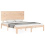 Estructura de cama de matrimonio con cabecero madera maciza de , Camas y somieres - Ref: Foro24-3193666, Precio: 148,20 €, De...