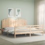 Bed frame with solid wood headboard 200x200 cm by , Beds and slatted bases - Ref: Foro24-3194201, Price: 180,99 €, Discount: %