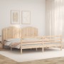 Bed frame with solid wood headboard 200x200 cm by , Beds and slatted bases - Ref: Foro24-3194201, Price: 180,99 €, Discount: %