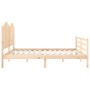 Bed frame with solid wood headboard 200x200 cm by , Beds and slatted bases - Ref: Foro24-3194201, Price: 180,99 €, Discount: %