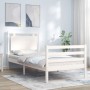 White solid wood bed frame with headboard 100x200 cm by , Beds and slatted bases - Ref: Foro24-3194042, Price: 128,60 €, Disc...