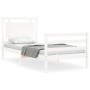 White solid wood bed frame with headboard 100x200 cm by , Beds and slatted bases - Ref: Foro24-3194042, Price: 128,60 €, Disc...