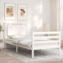 White solid wood bed frame with headboard 100x200 cm by , Beds and slatted bases - Ref: Foro24-3194042, Price: 128,60 €, Disc...