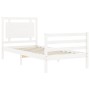 White solid wood bed frame with headboard 100x200 cm by , Beds and slatted bases - Ref: Foro24-3194042, Price: 128,60 €, Disc...