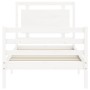 White solid wood bed frame with headboard 100x200 cm by , Beds and slatted bases - Ref: Foro24-3194042, Price: 128,60 €, Disc...