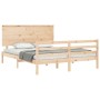 Estructura de cama de matrimonio con cabecero madera maciza de , Camas y somieres - Ref: Foro24-3195226, Precio: 161,99 €, De...