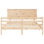 Estructura de cama de matrimonio con cabecero madera maciza de , Camas y somieres - Ref: Foro24-3195226, Precio: 161,99 €, De...