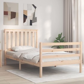 Bed frame with solid wood headboard 100x200 cm by , Beds and slatted bases - Ref: Foro24-3194236, Price: 105,99 €, Discount: %