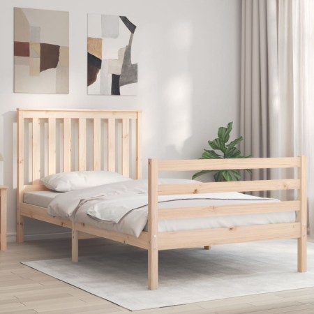 Bed frame with solid wood headboard 100x200 cm by , Beds and slatted bases - Ref: Foro24-3194236, Price: 109,42 €, Discount: %