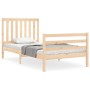 Bed frame with solid wood headboard 100x200 cm by , Beds and slatted bases - Ref: Foro24-3194236, Price: 109,42 €, Discount: %