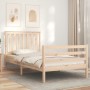 Bed frame with solid wood headboard 100x200 cm by , Beds and slatted bases - Ref: Foro24-3194236, Price: 109,42 €, Discount: %