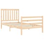 Bed frame with solid wood headboard 100x200 cm by , Beds and slatted bases - Ref: Foro24-3194236, Price: 109,42 €, Discount: %