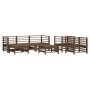 Garden furniture set 7 pieces solid honey brown pine wood by , Garden sets - Ref: Foro24-3186238, Price: 484,63 €, Discount: %