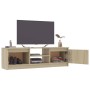 Chipboard TV cabinet in Sonoma oak color 120x30x35.5 cm by , TV Furniture - Ref: Foro24-800570, Price: 68,55 €, Discount: %