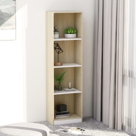 4-tier white and Sonoma plywood shelf 40x24x142 cm by , Bookcases and shelves - Ref: Foro24-800842, Price: 65,99 €, Discount: %