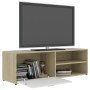 Mueble de TV madera contrachapada blanco y roble 120x34x37 cm de , Muebles TV - Ref: Foro24-801157, Precio: 59,99 €, Descuent...