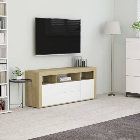 TV-Schrank aus Sperrholz in Weiß und Eiche, 120 x 30 x 50 cm von , TV-Möbel - Ref: Foro24-801819, Preis: 92,48 €, Rabatt: %