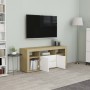 White and oak plywood TV cabinet 120x30x50 cm by , TV Furniture - Ref: Foro24-801819, Price: 92,99 €, Discount: %