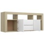 White and oak plywood TV cabinet 120x30x50 cm by , TV Furniture - Ref: Foro24-801819, Price: 92,99 €, Discount: %