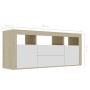 White and oak plywood TV cabinet 120x30x50 cm by , TV Furniture - Ref: Foro24-801819, Price: 92,99 €, Discount: %