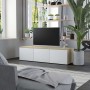 Mueble para TV madera contrachapada blanco y roble 120x34x30 cm de , Muebles TV - Ref: Foro24-801873, Precio: 93,51 €, Descue...