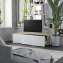 Mueble para TV madera contrachapada blanco y roble 120x34x30 cm de , Muebles TV - Ref: Foro24-801873, Precio: 93,51 €, Descue...