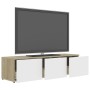 Mueble para TV madera contrachapada blanco y roble 120x34x30 cm de , Muebles TV - Ref: Foro24-801873, Precio: 93,51 €, Descue...