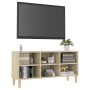 TV cabinet solid Sonoma oak wood legs 103.5x30x50 cm by , TV Furniture - Ref: Foro24-805944, Price: 47,69 €, Discount: %