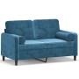 2-Sitzer-Sofa mit blauen Samtkissen 120 cm von , Sofas - Ref: Foro24-3200880, Preis: 232,99 €, Rabatt: %