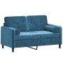 2-Sitzer-Sofa mit blauen Samtkissen 120 cm von , Sofas - Ref: Foro24-3200880, Preis: 232,99 €, Rabatt: %