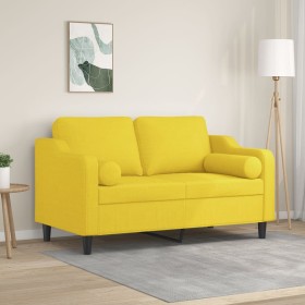 Sofá de 2 plazas con cojines tela amarillo claro 120 cm de , Sofás - Ref: Foro24-3200842, Precio: 218,99 €, Descuento: %