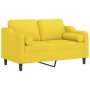 Sofá de 2 plazas con cojines tela amarillo claro 120 cm de , Sofás - Ref: Foro24-3200842, Precio: 219,19 €, Descuento: %