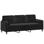 Sofá de 3 plazas con cojines terciopelo negro 180 cm de , Sofás - Ref: Foro24-3200896, Precio: 317,76 €, Descuento: %