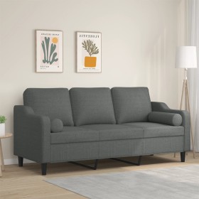 Sofá de 3 plazas con cojines tela gris oscuro 180 cm de , Sofás - Ref: Foro24-3200854, Precio: 306,65 €, Descuento: %