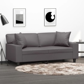 2-seater sofa with gray synthetic leather cushions 140 cm by , Sofas - Ref: Foro24-3200868, Price: 270,63 €, Discount: %