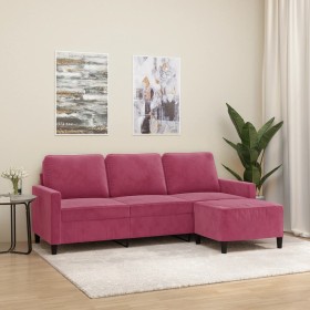 3 seater sofa with red velvet stool 180 cm by , Sofas - Ref: Foro24-3201059, Price: 307,99 €, Discount: %