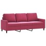 Sofá de 3 plazas con taburete de terciopelo rojo tinto 180 cm de , Sofás - Ref: Foro24-3201059, Precio: 307,92 €, Descuento: %