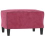 Sofá de 3 plazas con taburete de terciopelo rojo tinto 180 cm de , Sofás - Ref: Foro24-3201059, Precio: 307,99 €, Descuento: %