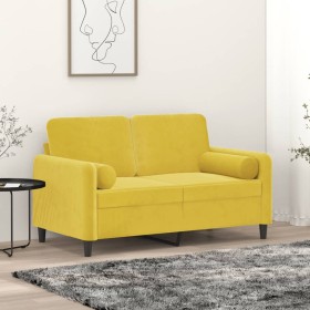 Sofá de 2 plazas con cojines terciopelo amarillo 120 cm de , Sofás - Ref: Foro24-3200877, Precio: 225,99 €, Descuento: %