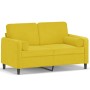 Sofá de 2 plazas con cojines terciopelo amarillo 120 cm de , Sofás - Ref: Foro24-3200877, Precio: 243,31 €, Descuento: %