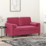 2-seater sofa with red velvet cushions 120 cm by , Sofas - Ref: Foro24-3200875, Price: 243,57 €, Discount: %